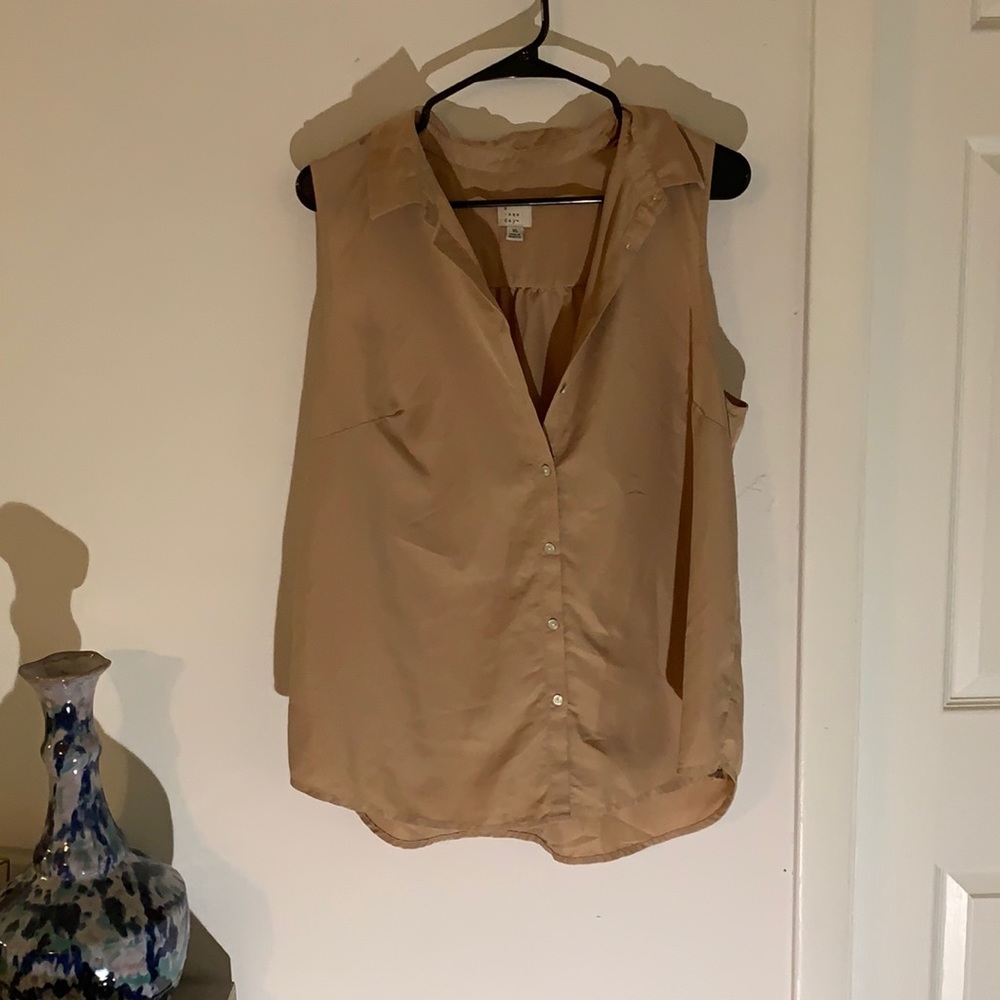 Tan button down collared shirt